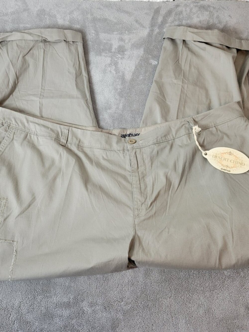 Avenue Dress Pants 26 Plus Womens Gray Chino Straight Leg Cuffed Stretch B20E